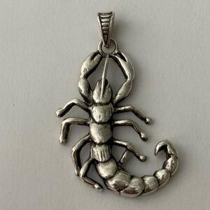 🦂925 Silver scorpion pendant for scorpio horoscope sign 2”